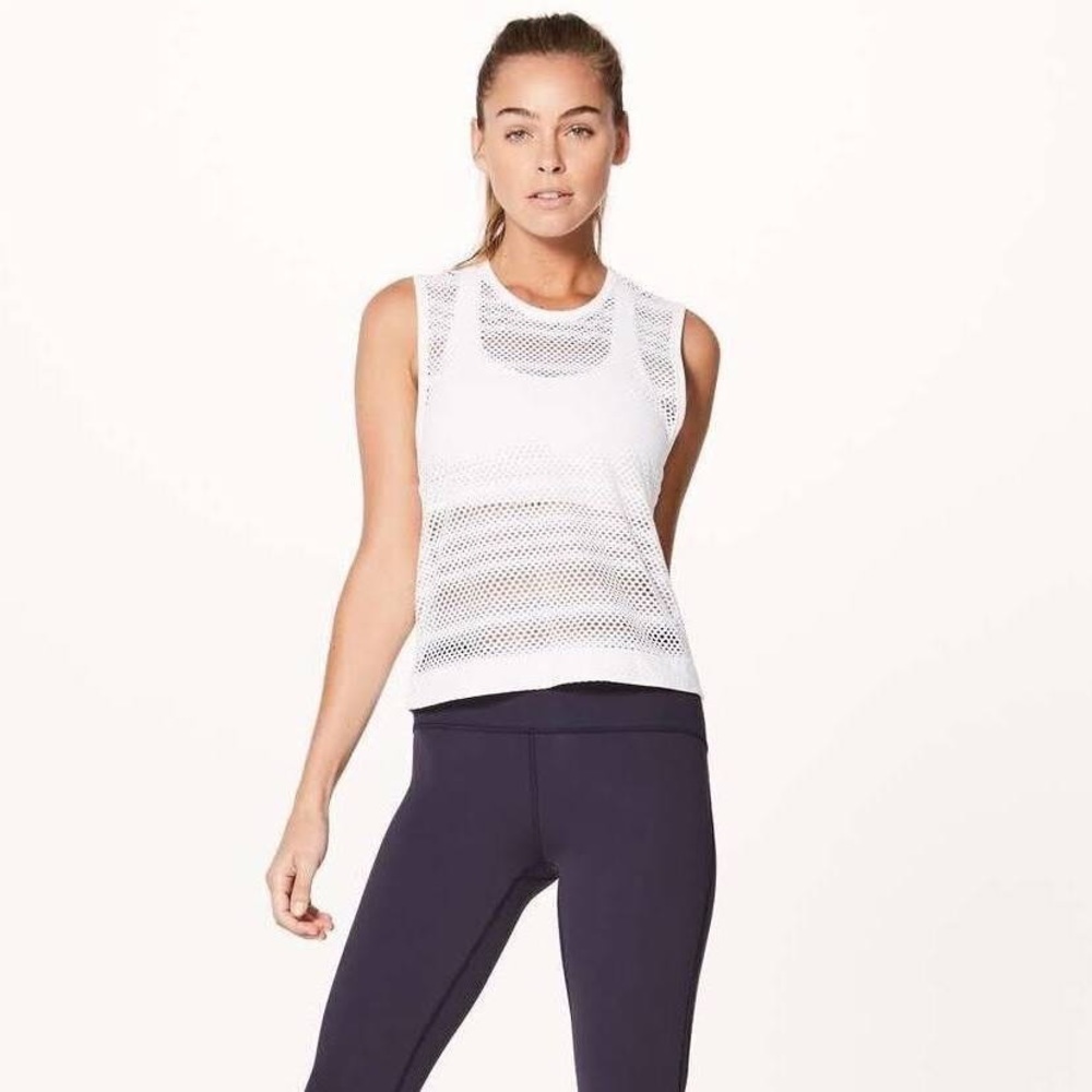 Lululemon Sweat Your Heart Out Tank White Size 10 - Picture 7 of 16